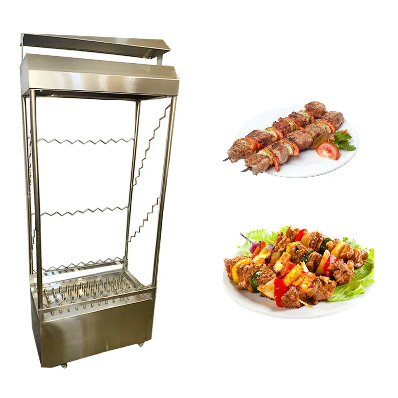 Commercial SS Gas Operated 10 Skewers Barbeque Grill Machine